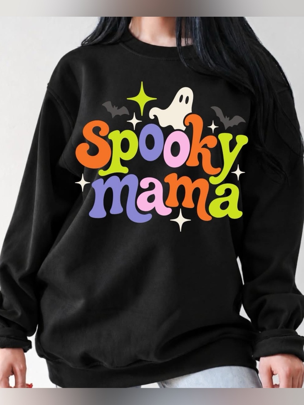 Spooky Mama Unisex Sweatshirt Black Small-3X